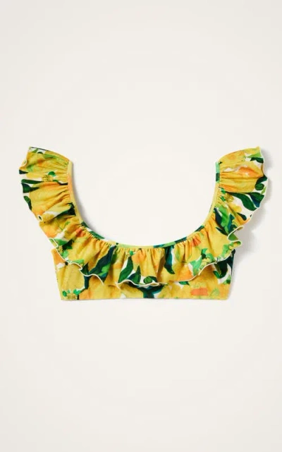 La Doublej Ruffle Bikini Top Zesty Yellow