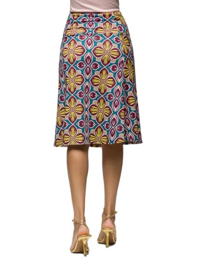 24seven Comfort Apparel Maternity Bright Floral Print Elastic Waist Knee Length Skirt