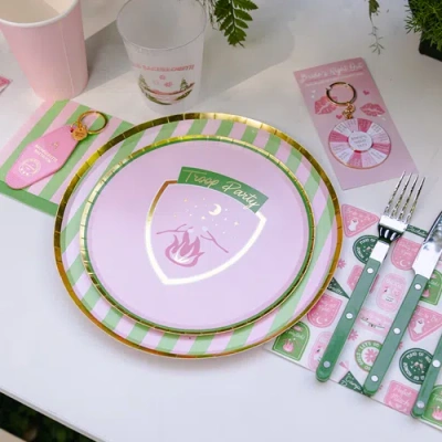 Jollity & Co . Camp Bachelorette Stripe Cocktail Napkins In Green