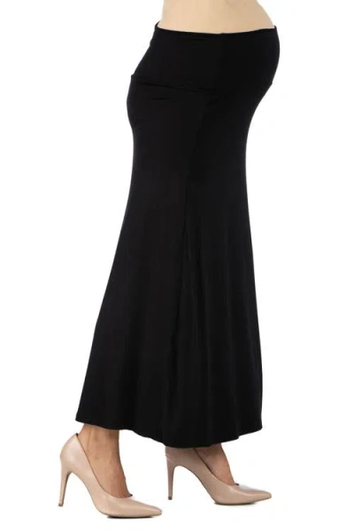24seven Comfort Apparel Maternity Elastic Waist Maxi Skirt