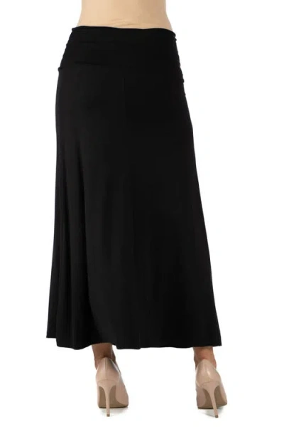 24seven Comfort Apparel Maternity Elastic Waist Maxi Skirt