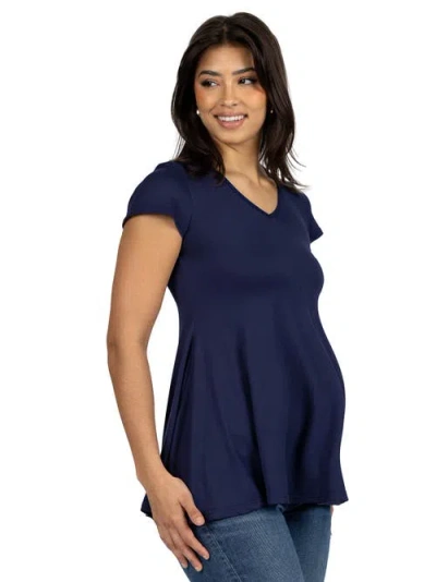 24seven Comfort Apparel Short Sleeve Loose Fit Tunic Top With V-neck