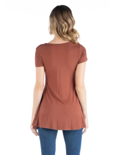 24seven Comfort Apparel Maternity Short Sleeve Flared Tunic Top