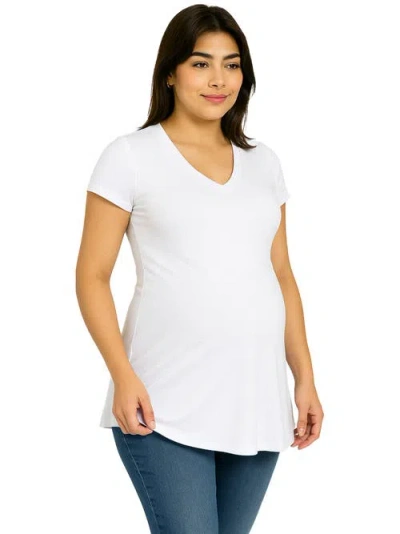 24seven Comfort Apparel Maternity Short Sleeve Flared Tunic Top