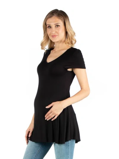 24seven Comfort Apparel Maternity Short Sleeve Flared Tunic Top