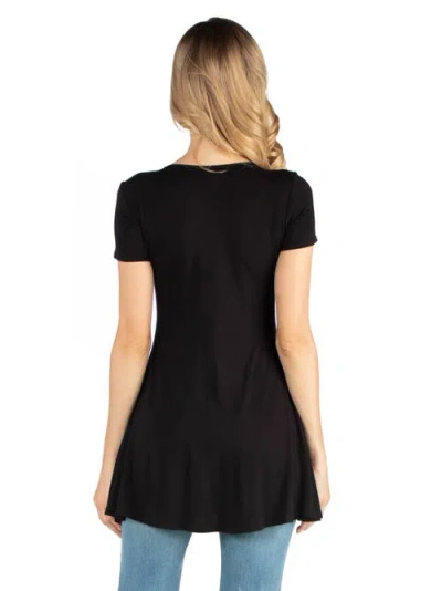 24seven Comfort Apparel Maternity Short Sleeve Flared Tunic Top