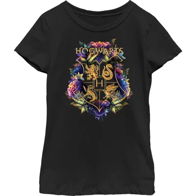 Harry Potter Girl's  Hogwarts Plant Crest  Graphic T-shirt In Black
