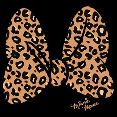 Mickey & Friends Girl's  Animal Print Minnie Mouse Bow  Graphic T-shirt In Black