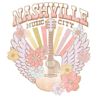 Lost Gods Distressed Nashville Music City  Graphic T-shirt