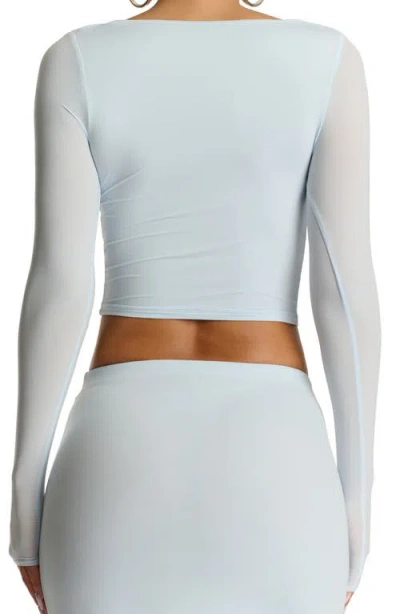 Naked Wardrobe Cowl Neck Crop Top In Blue