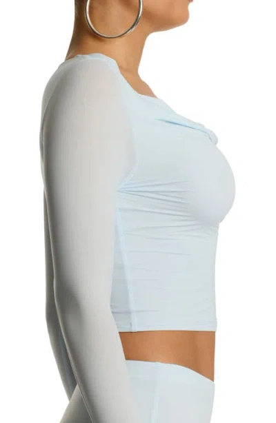 Naked Wardrobe Cowl Neck Crop Top In Blue