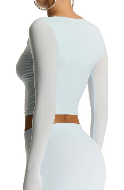Naked Wardrobe Cowl Neck Crop Top In Blue