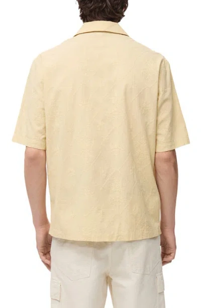 Mango Floral Embroidered Cotton Camp Shirt In Yellow