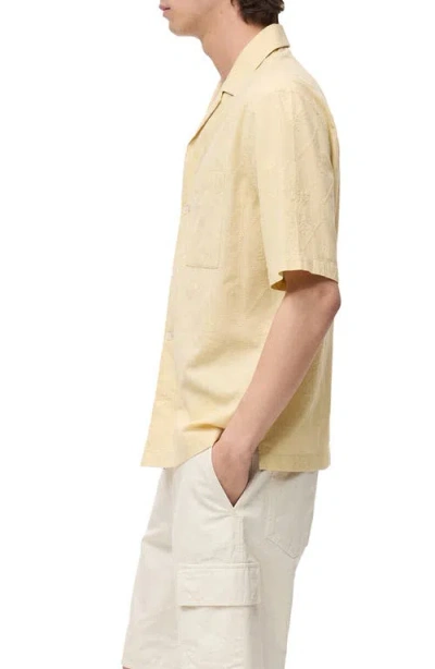 Mango Floral Embroidered Cotton Camp Shirt In Yellow