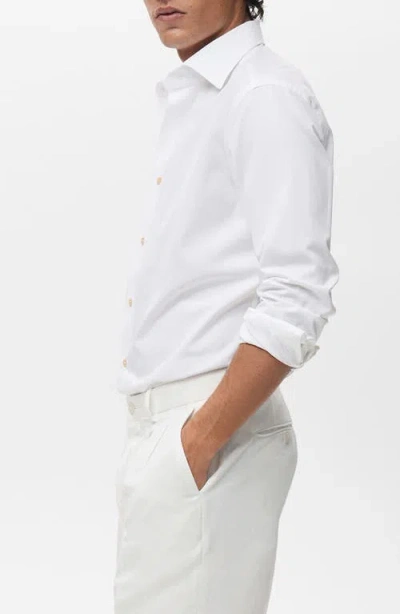 Mango Slim Fit Cotton Button-up Shirt In White
