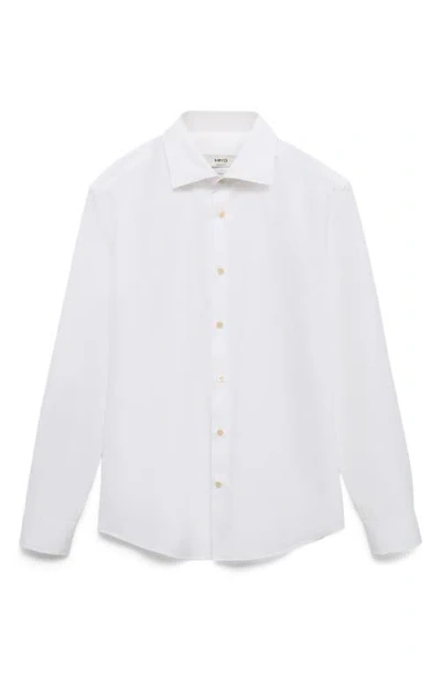 Mango Slim Fit Cotton Button-up Shirt In White