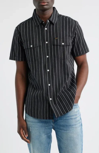 Dark Seas Vigilante Stripe Short Sleeve Cotton Snap-up Shirt