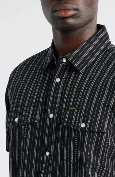 Dark Seas Vigilante Stripe Short Sleeve Cotton Snap-up Shirt