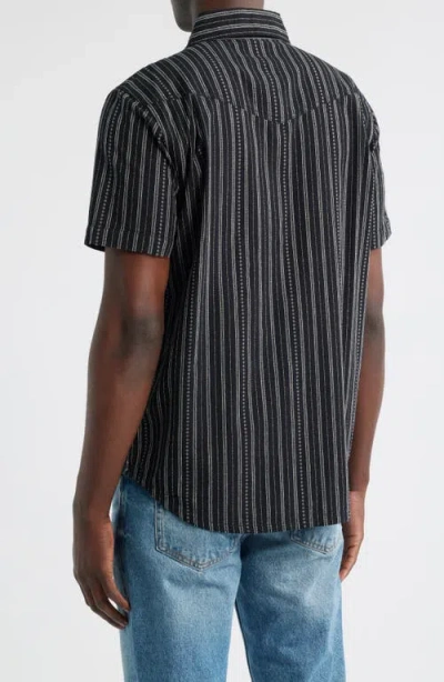 Dark Seas Vigilante Stripe Short Sleeve Cotton Snap-up Shirt