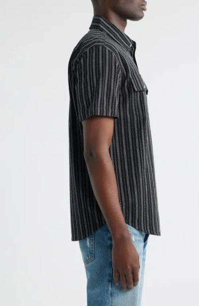 Dark Seas Vigilante Stripe Short Sleeve Cotton Snap-up Shirt
