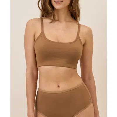 Pact Organic Cotton Everyday Strappy Scoop Bralette In Brown
