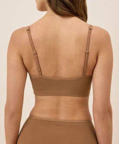 Pact Organic Cotton Everyday Strappy Scoop Bralette In Brown