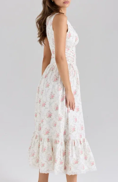 House Of Cb Sienna Floral Print Midi Dress In White