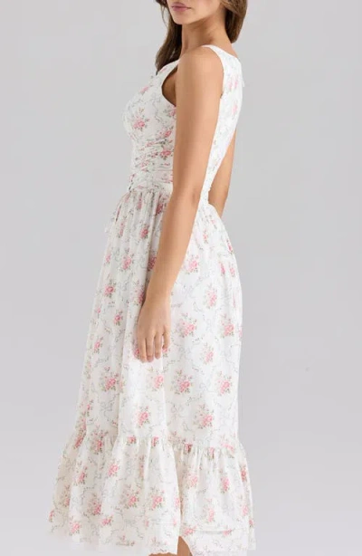 House Of Cb Sienna Floral Print Midi Dress In White