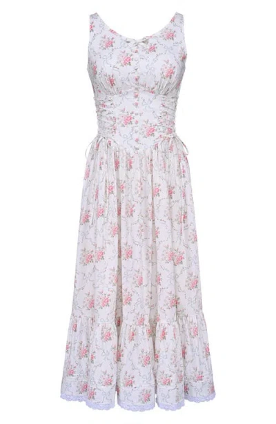 House Of Cb Sienna Floral Print Midi Dress In White
