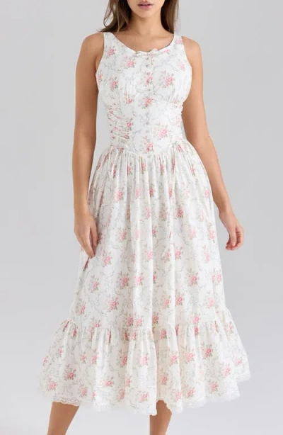 House Of Cb Sienna Floral Print Midi Dress In White