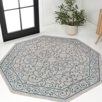Jonathan Y Charleston Vintage Filigree Textured Weave Octagon Indoor/outdoor Area Rug In Gray