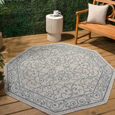 Jonathan Y Charleston Vintage Filigree Textured Weave Octagon Indoor/outdoor Area Rug In Gray