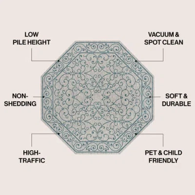 Jonathan Y Charleston Vintage Filigree Textured Weave Octagon Indoor/outdoor Area Rug In Gray