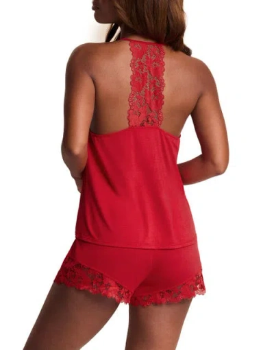 Adore Me Jacky Pajama Cami & Shorts Set In Red