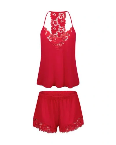 Adore Me Jacky Pajama Cami & Shorts Set In Red