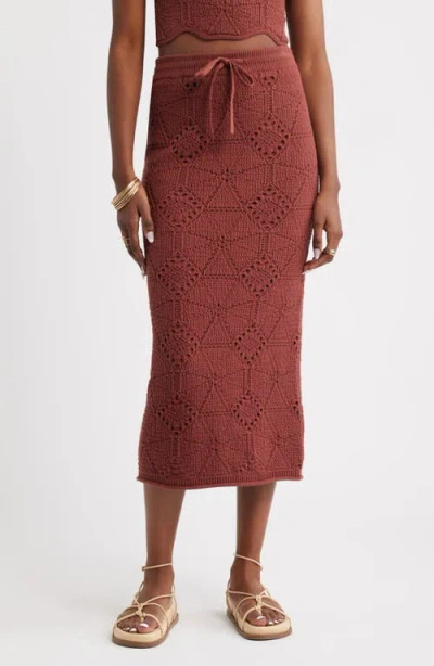 Treasure & Bond Crochet Midi Skirt In Brown