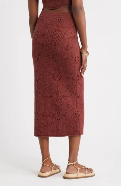Treasure & Bond Crochet Midi Skirt In Brown