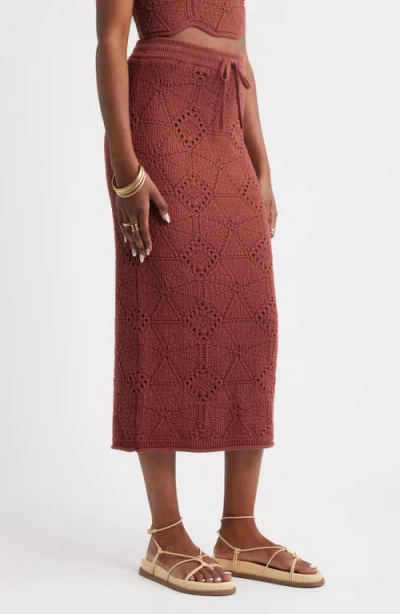 Treasure & Bond Crochet Midi Skirt In Brown