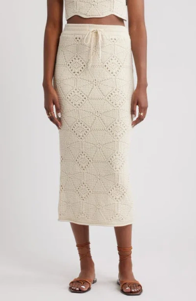 Treasure & Bond Crochet Midi Skirt In White