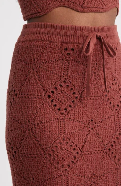 Treasure & Bond Crochet Midi Skirt In Brown