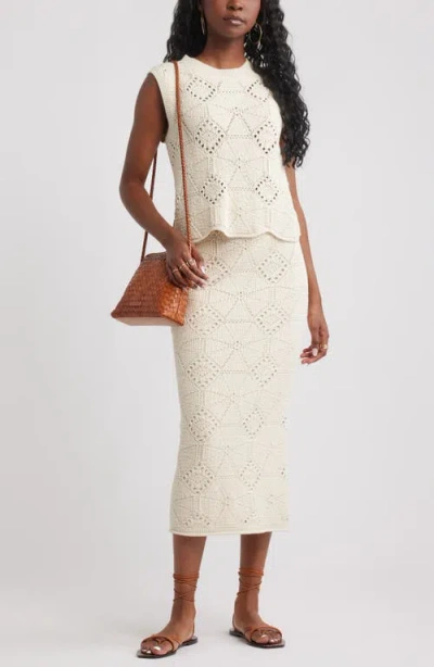 Treasure & Bond Crochet Midi Skirt In White