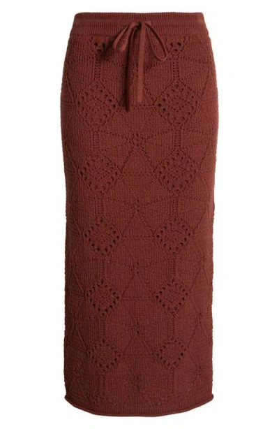 Treasure & Bond Crochet Midi Skirt In Brown