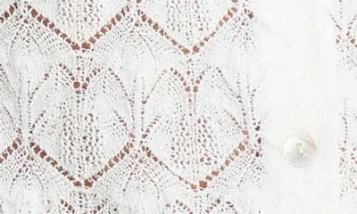 Vince Lace Stitch Cardigan Sweater In White