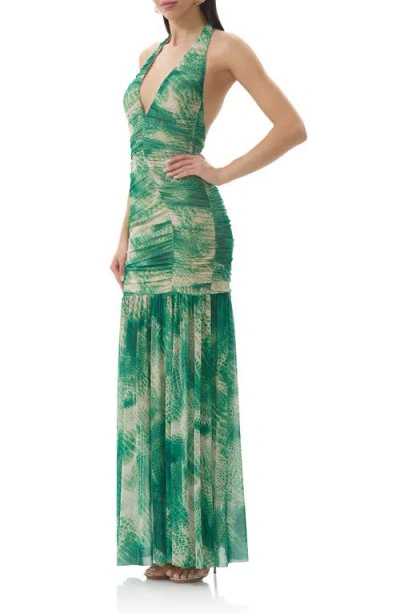 Afrm Lapointe Snakeskin Print Halter Dress In Multi