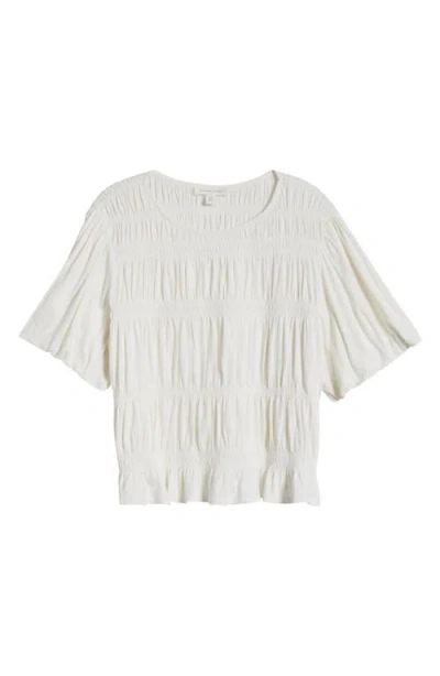 Treasure & Bond Shirred Puff Sleeve Cotton Top In White