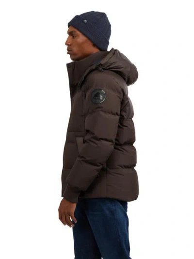 Pajar Comet Mixed Media Puffer With Detachable Hood In Brown