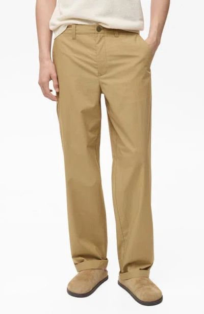 Mango Straight Leg Cotton Pants In Brown