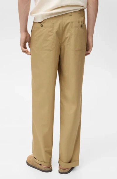 Mango Straight Leg Cotton Pants In Brown