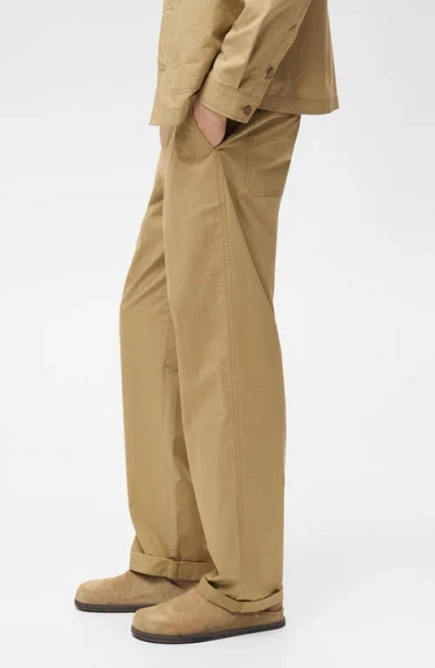 Mango Straight Leg Cotton Pants In Brown