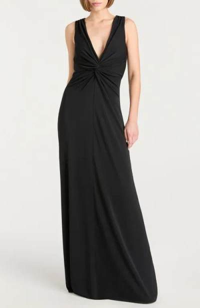 Cinq À Sept Ansey Sleeveless Twist-front Gown In Black